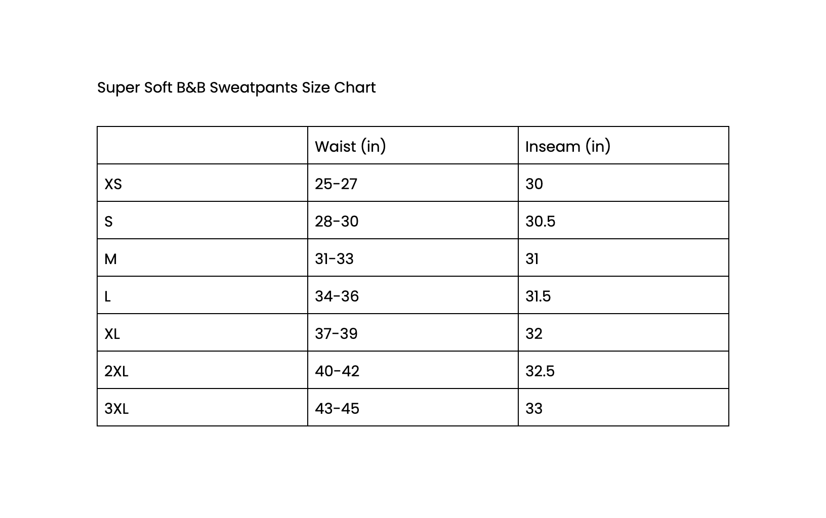 Size Chart