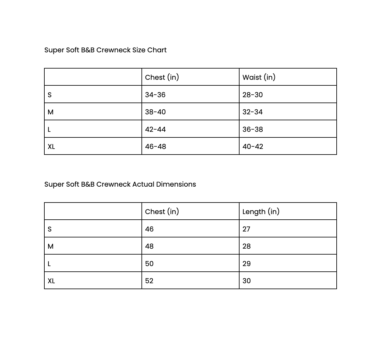 Size Chart