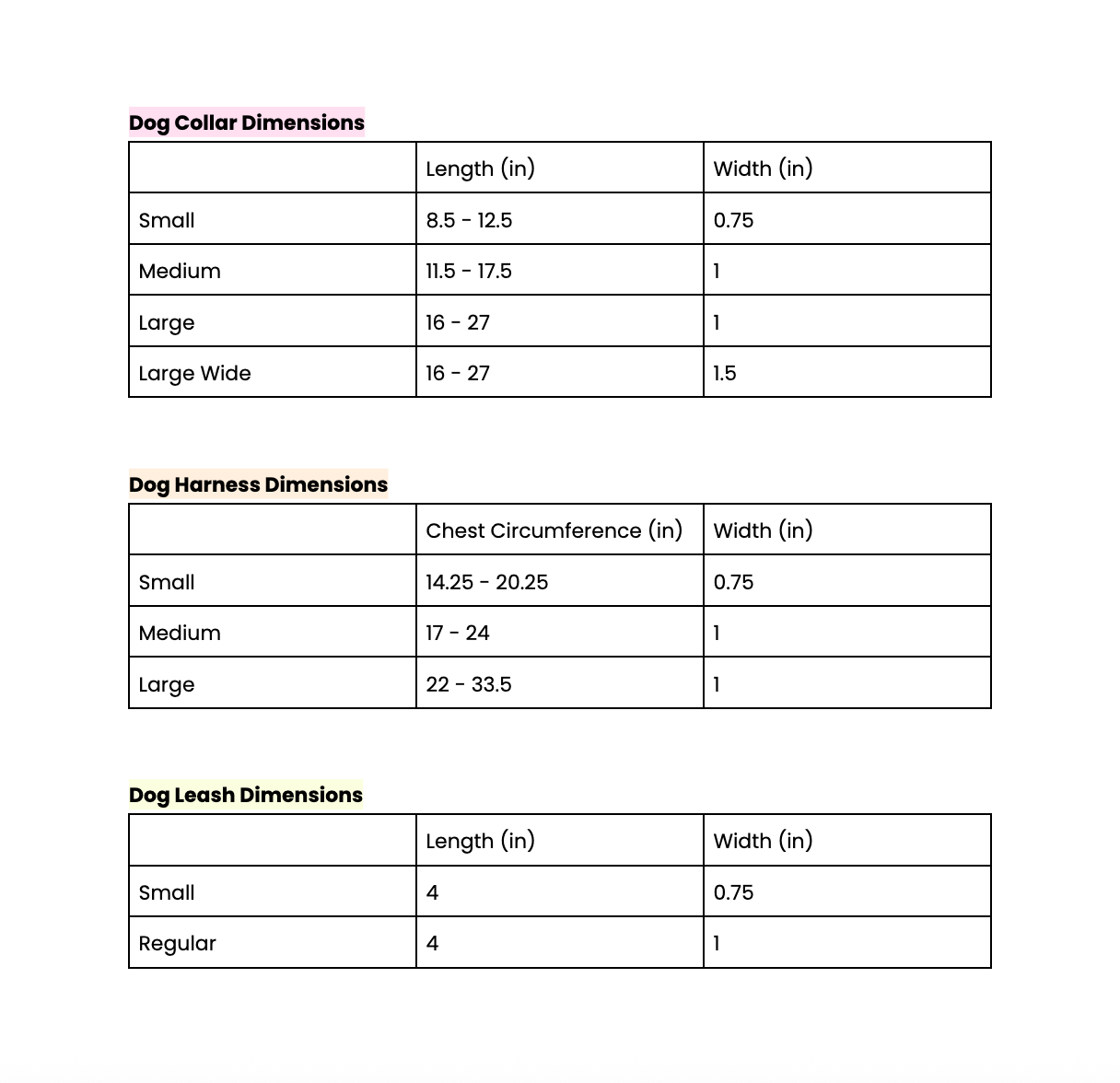 Size Chart