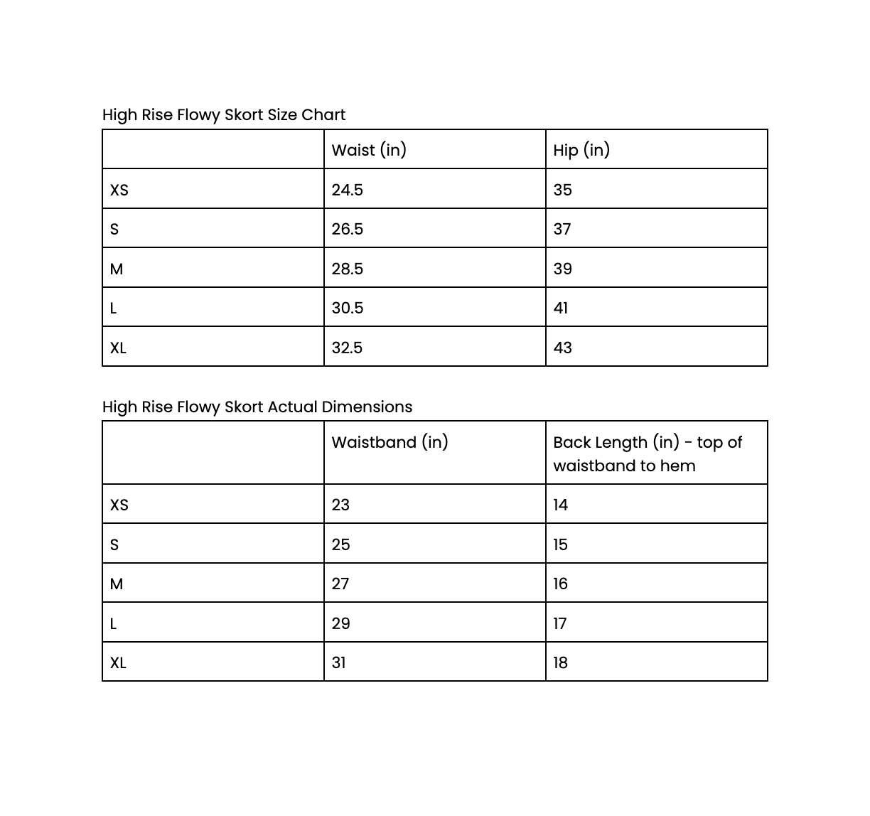 Size Chart